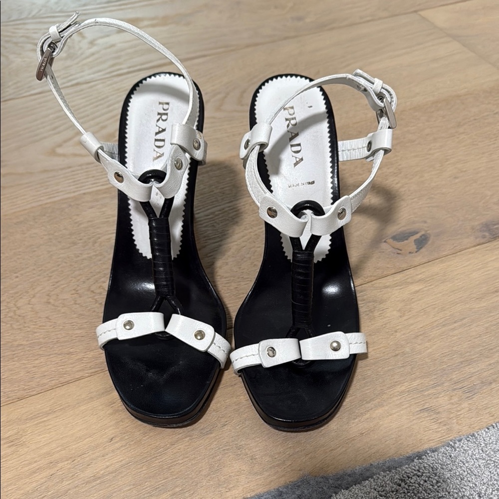 Prada Women's Black and White Sandals